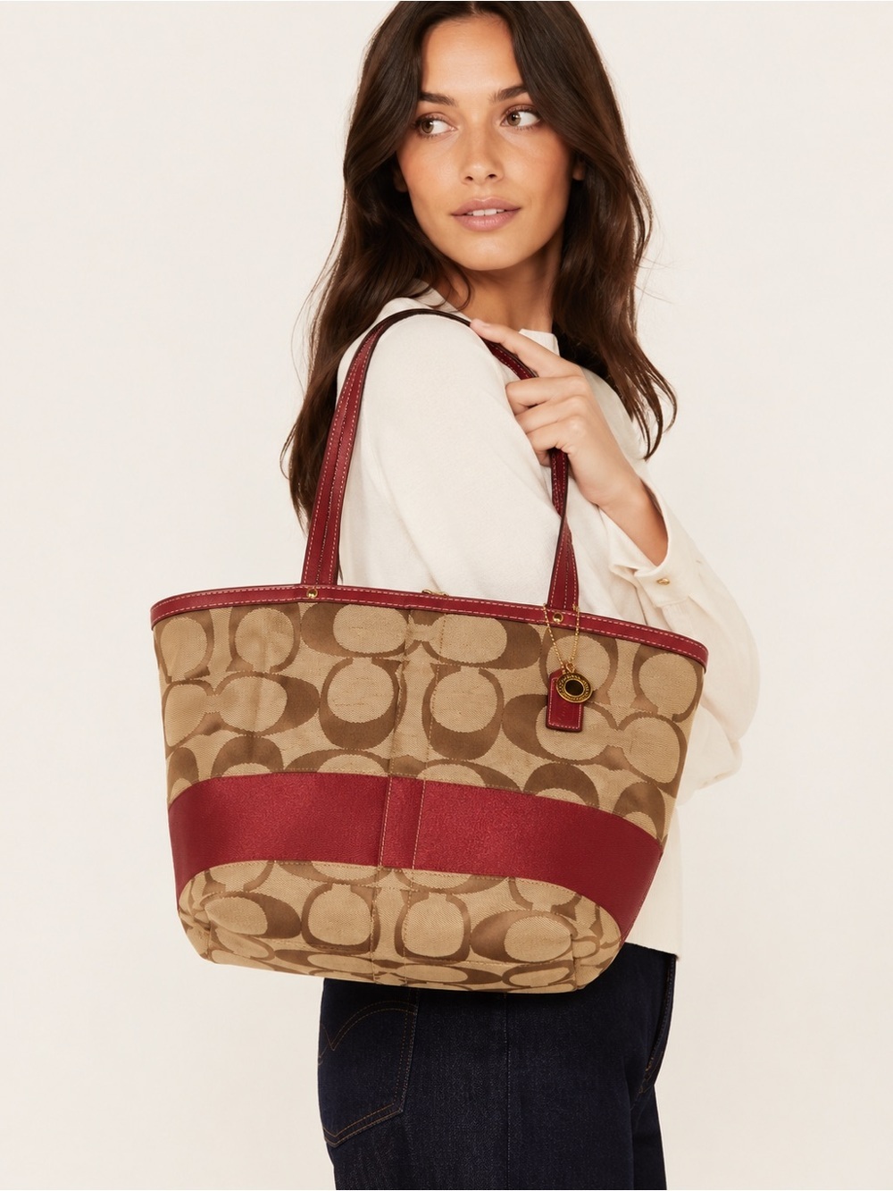 Vintage 2006 Coach Signature Stripe Tote Bag Style 10124